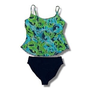 Vintage Cool tone Mosaic Print 2pc SwimSuit